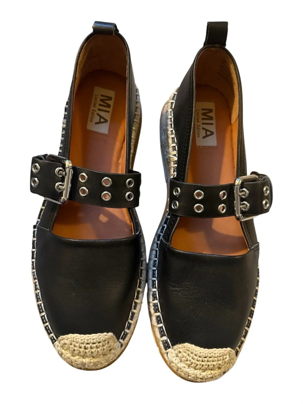 MIA Black Espadrille Mary Jane with Silver Buckle